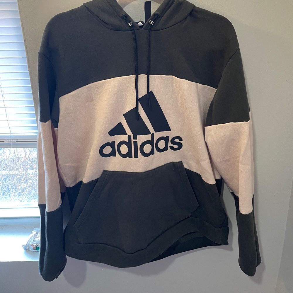 Green and cream adidas hoodie